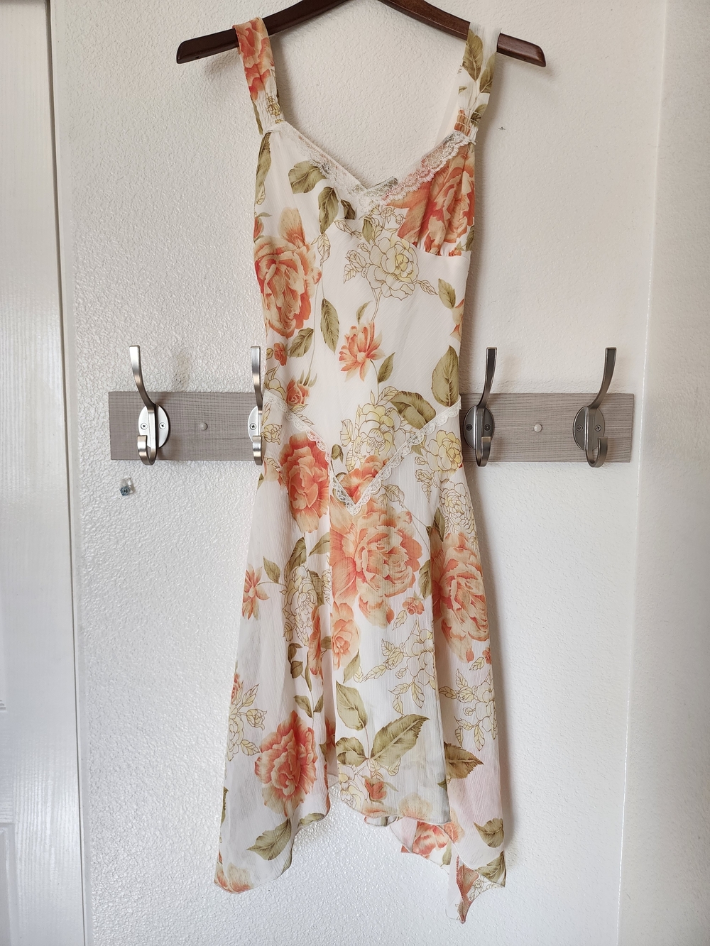 Vintage La Belle Orange Floral Handkerchief Hem Dress Size 7